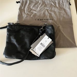 Liebeskind Berlin, black cross body bag in buttery soft, pebbled leather